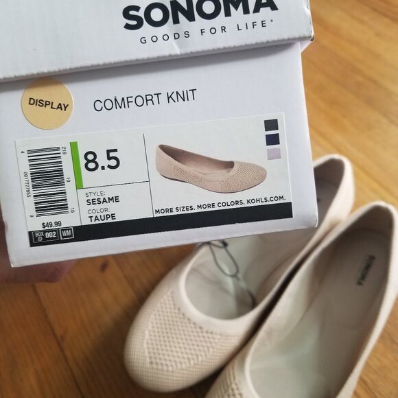 Sonoma Comfort Knit Women's Flats Taupe NWTO - Picture 2 of 8